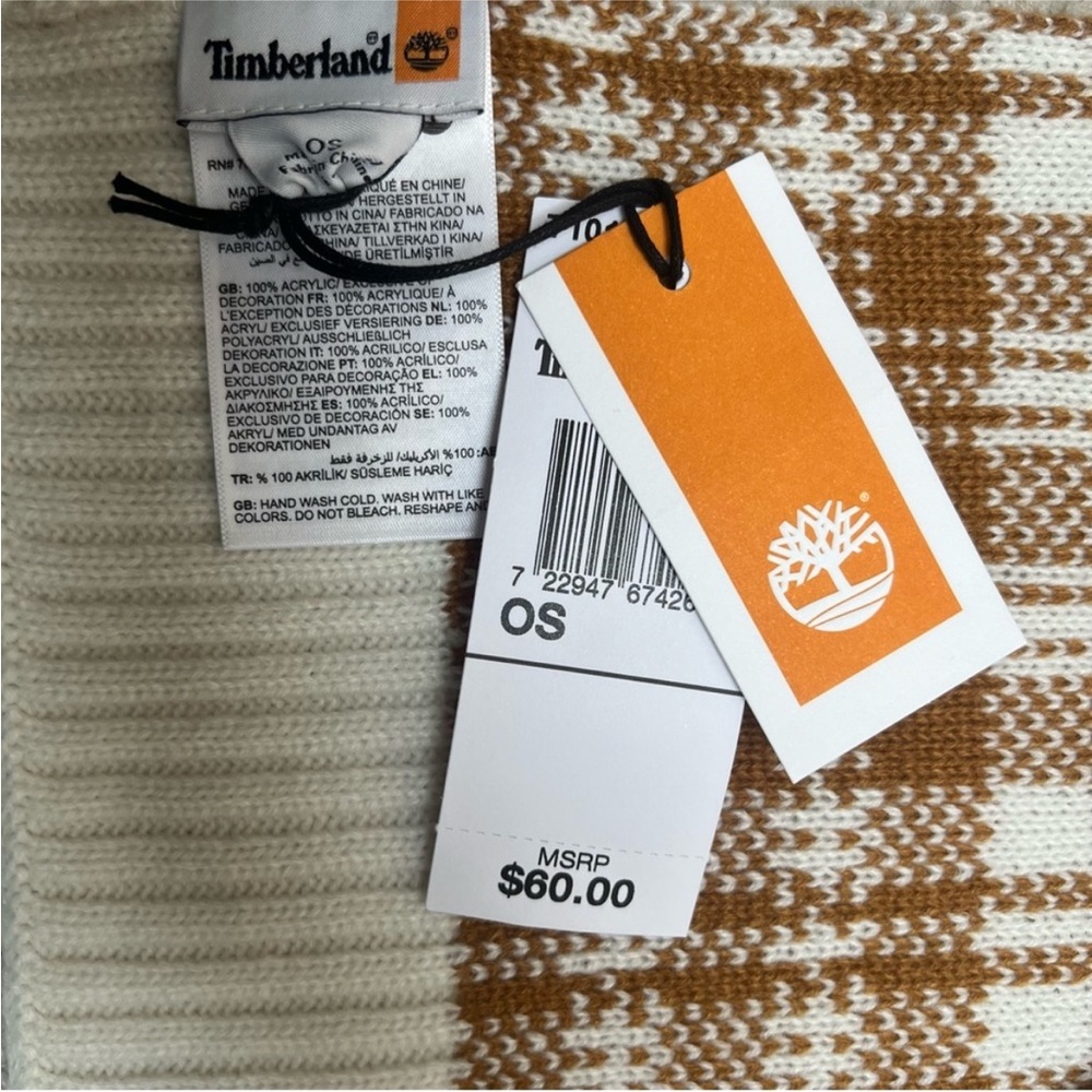 NWT Timberland Unsex Buffalo Plaid Scarf - Picture 3 of 4